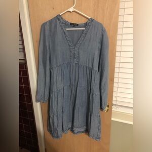 Blue V-Neck Tunic Dress